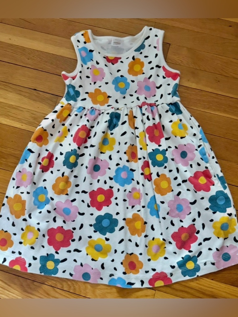 Hanna Andersson 130/8 Floral Print Sleeveless Pocket Dress